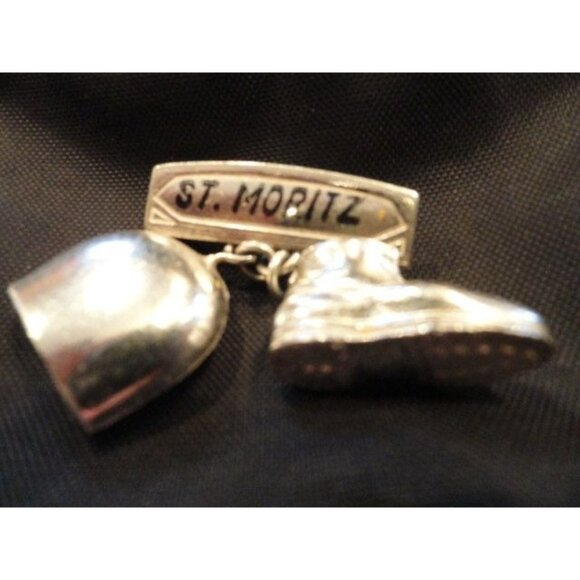 1960's Swiss St. Moritz Silver Tone Pin Working Bell & Hiking Boot Switzerland - Picture 3 of 5